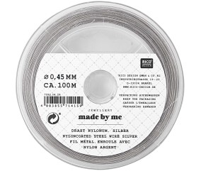 Fil à bijoux acier gainé nylon 0,45 mm ~100 m argent - Rico Design