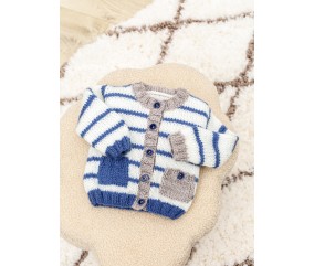 Gilet bébé rayé à poches Boris - Patron tricot Bergère de France