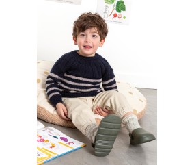 Pull rayé à empiècement Basile - Patron tricot enfant Bergère de France