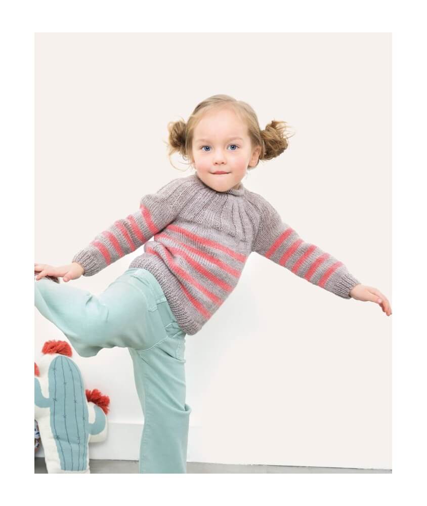 Pull empiècement col roulotté Barbara - Patron tricot enfant Bergère de France
