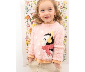 Pull jacquard pingouin Lucie - Patron tricot enfant Bergère de France