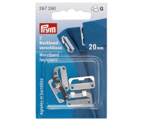 Agrafes et barrettes plates pour jupe 20 mm acier argenté (2 pièces) - Prym