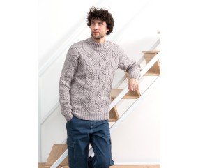 Pull à torsades col montant Bob - Patron tricot homme Bergère de France
