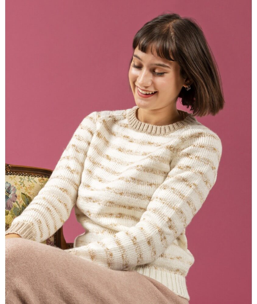 Pull raglan rayé Bérénice - Patron tricot femme Bergère de France