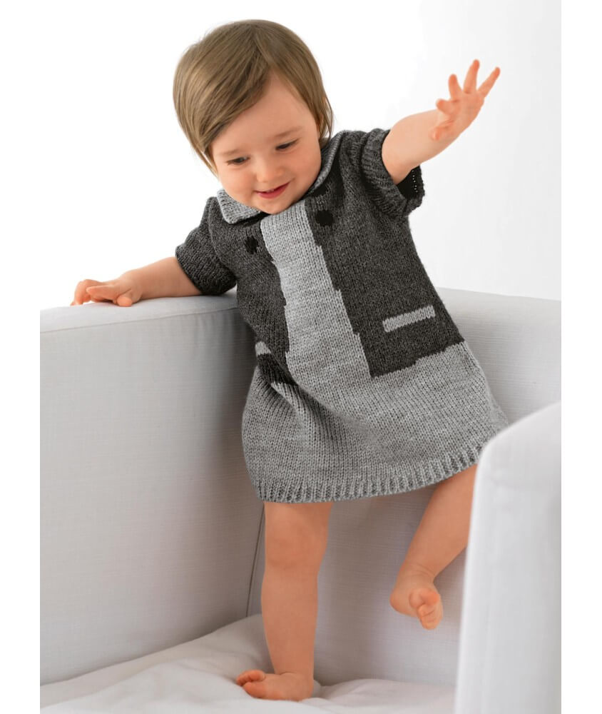 Robe jacquard et chaussons Binti - Patron tricot layette Bergère de France