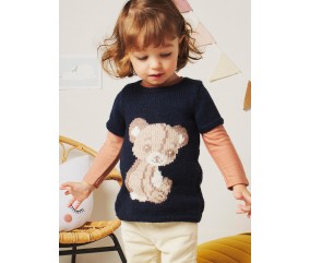 Tunique enfant jacquard ourson - Patron tricot Bergère de France