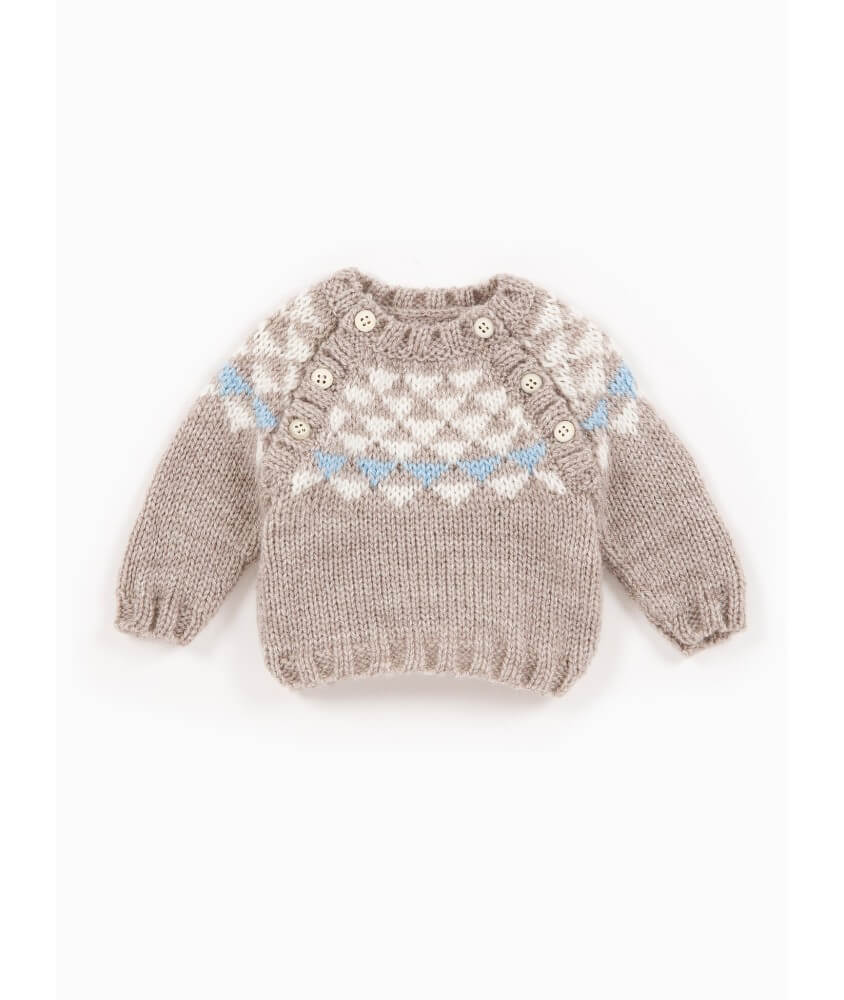 Pull bébé jacquard à manches raglan - Patron tricot Bergère de France