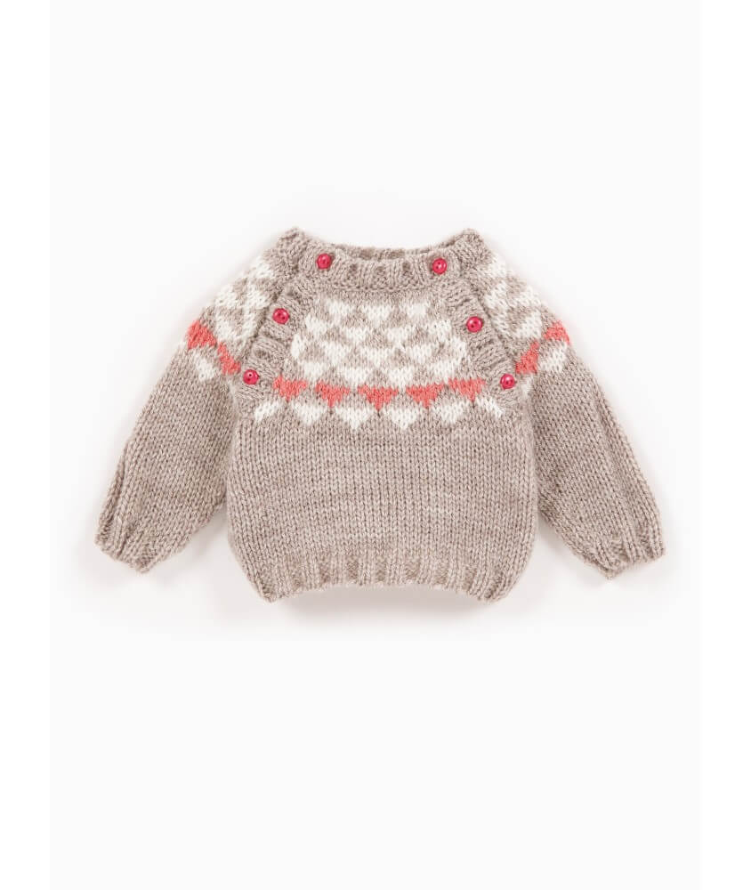 Pull bébé jacquard raglan col rond - Patron tricot Bergère de France