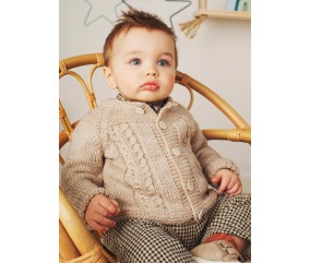 Gilet bébé raglan à torsades - Patron tricot Bergère de France