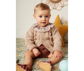 Gilet bébé raglan à nopes - Patron tricot Bergère de France