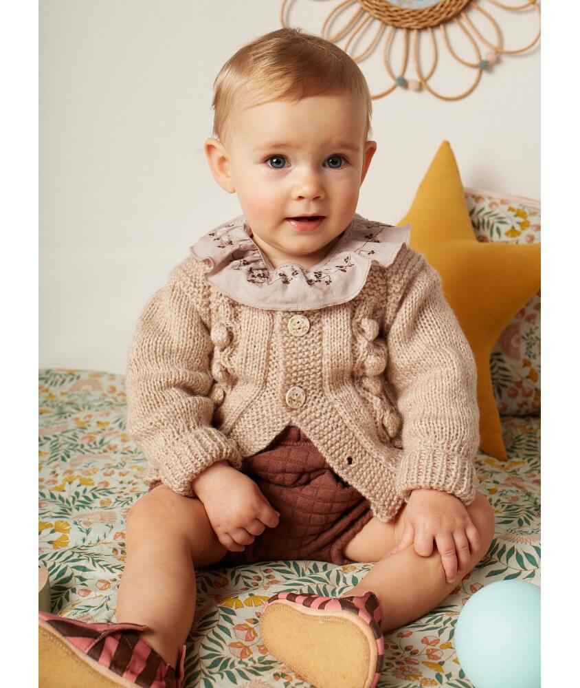 Gilet bébé raglan à nopes - Patron tricot Bergère de France