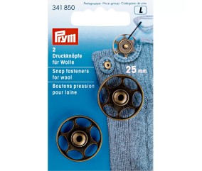 Boutons pression à coudre pour lLaine Prym 25 mm laiton antique - 2 pièces