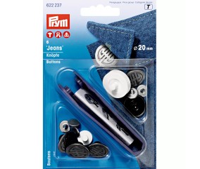 Boutons jean à griffer Prym Art Déco 20 mm acier antique - 6 pièces