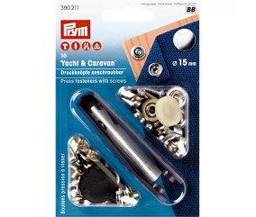 Boutons pression sans couture Prym Yacht 15 mm argent - 10 pièces