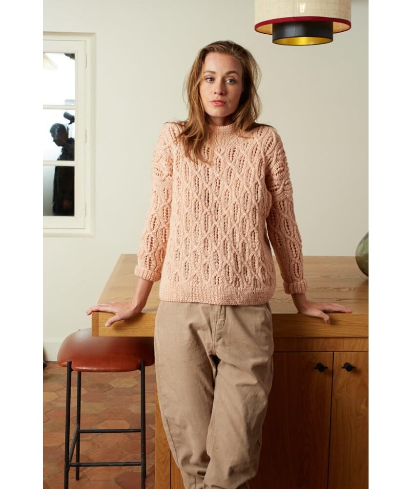Pull torsades ajourées femme - Patron tricot Bergère de France