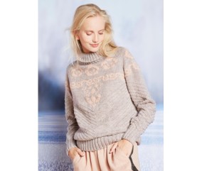 Pull femme à plastron motif floral - Bergère de France