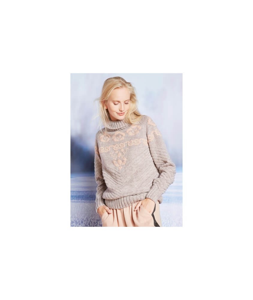 Pull femme à plastron motif floral - Bergère de France