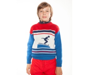 Pull enfant jacquard col rond - Bergère de France