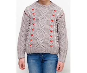 Pull enfant torsades brodées - Bergère de France