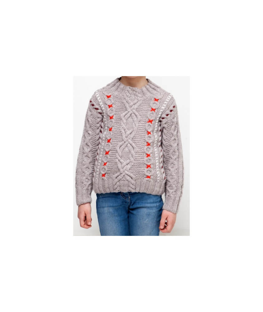 Pull enfant torsades brodées - Bergère de France