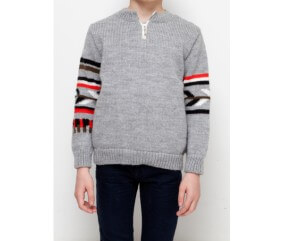 Pull enfant col rond zippé - Bergère de France