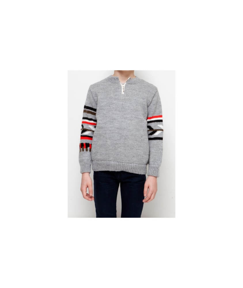 Pull enfant col rond zippé - Bergère de France
