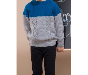 Pull enfant à torsades gris Dolmen - Bergère de France