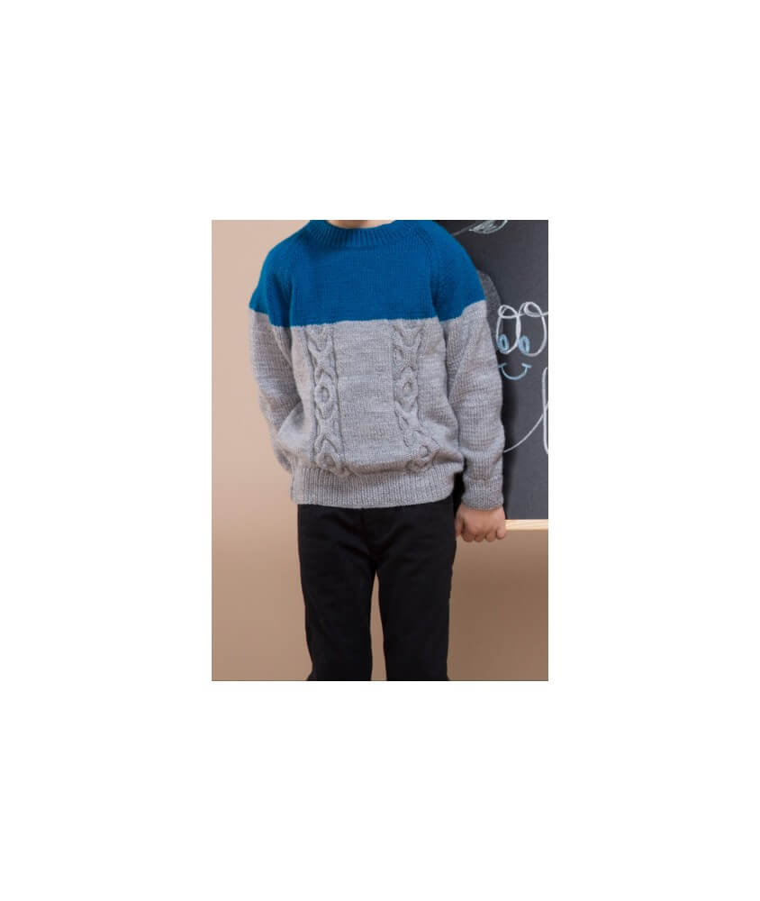Pull enfant à torsades gris Dolmen - Bergère de France