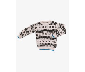 Pull enfant jacquard col rond coloré - Bergère de France