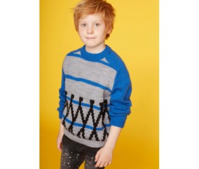 Pull enfant jacquard col rond graphique - Bergère de France