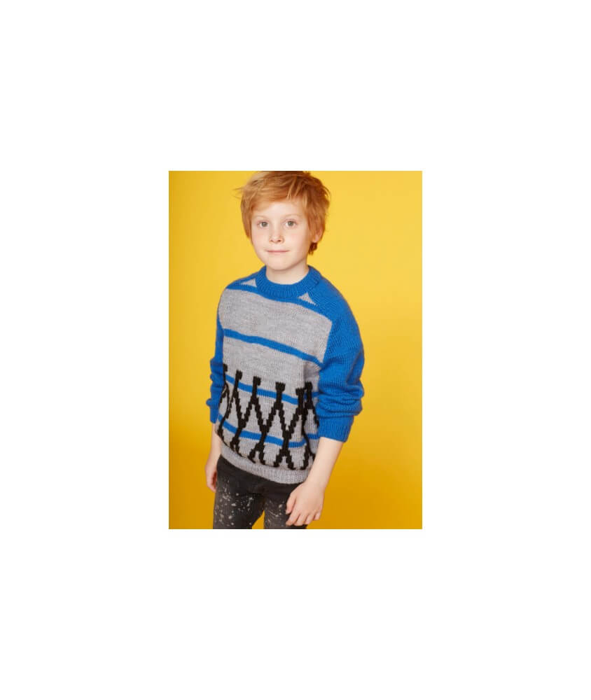 Pull enfant jacquard col rond graphique - Bergère de France