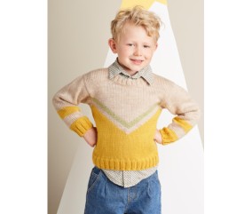 Pull enfant jacquard col rond motif V - Bergère de France