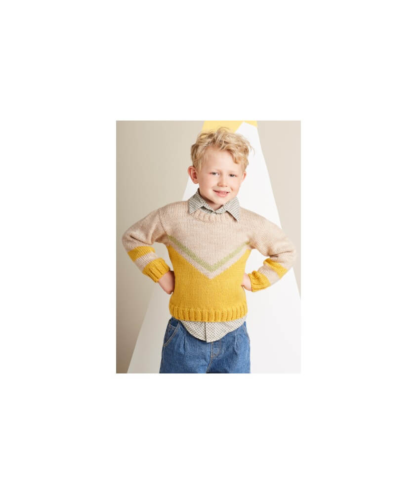 Pull enfant jacquard col rond motif V - Bergère de France