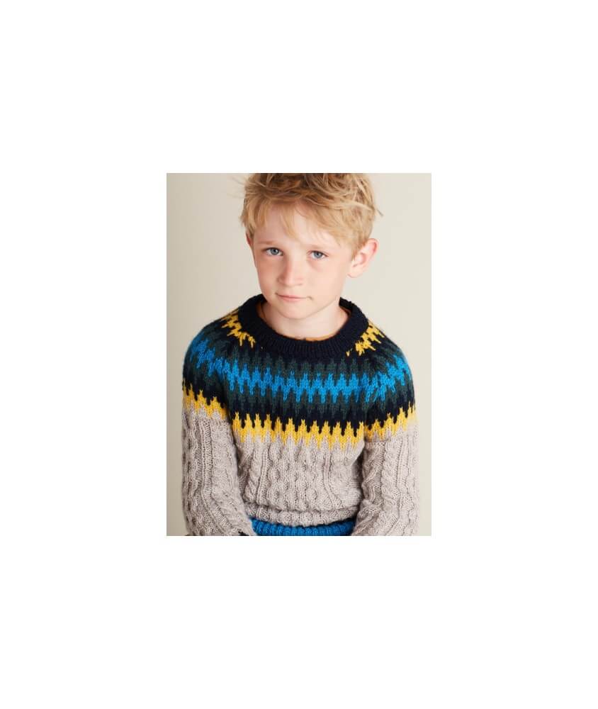 Pull enfant jacquard et torsades - Bergère de France
