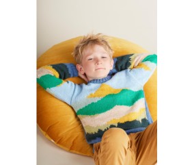 Pull enfant paysage montagne jacquard - Bergère de France