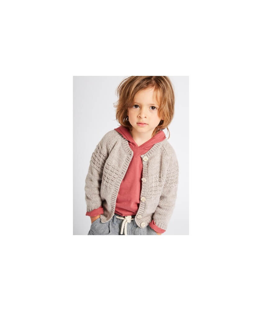 Gilet bébé raglan col rond Titane - Bergère de France