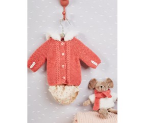 Manteau bébé à torsades et capuche - Bergère de France