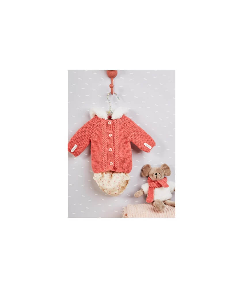 Manteau bébé à torsades et capuche - Bergère de France