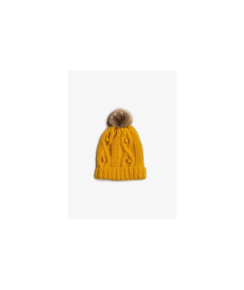 Bonnet enfant torsades pompon fourrure - Bergère de France
