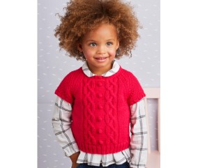 Pull enfant torsades manches courtes Pétunia - Bergère de France