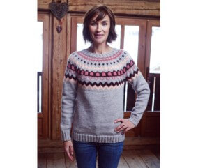 Pull femme empiècement jacquard fleuri - Bergère de France