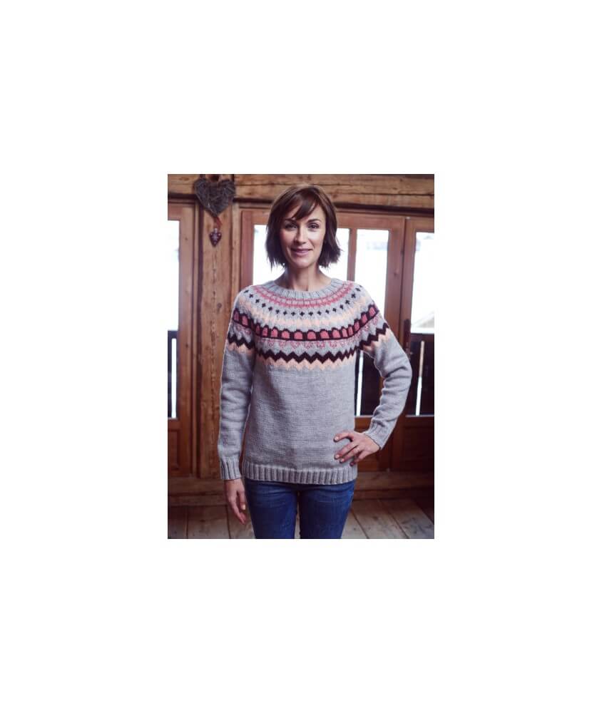 Pull femme empiècement jacquard fleuri - Bergère de France