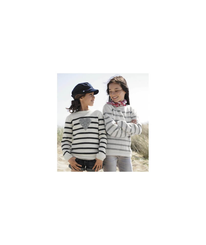 Pull rayé enfant gris clair - Bergère de France