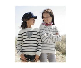 Pull rayé enfant motif cœur - Bergère de France