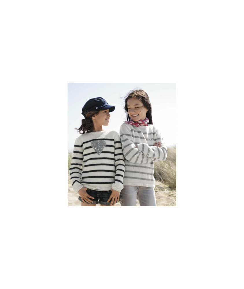Pull rayé enfant motif cœur - Bergère de France