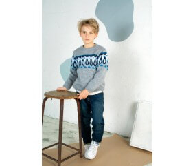 Pull enfant jacquard col rond - Bergère de France