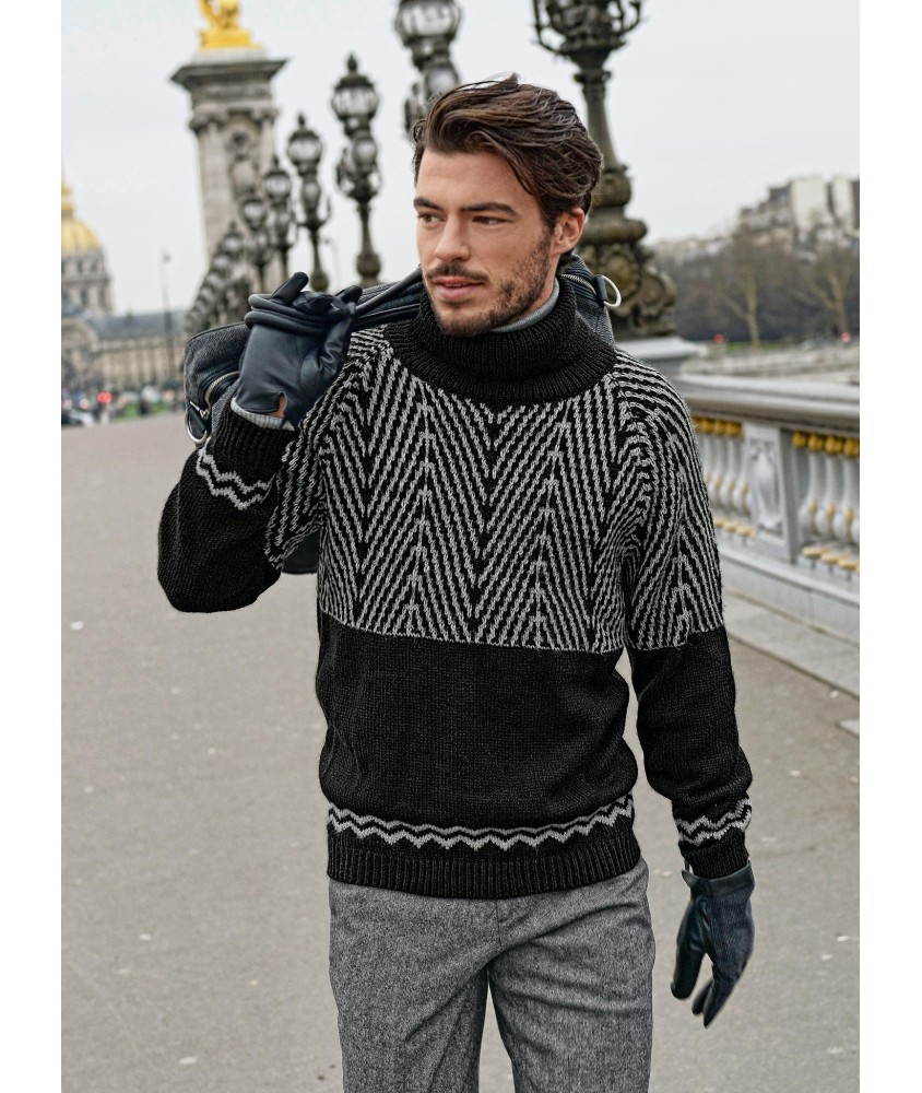 Pull homme col roulé Birame - Patron tricot Bergère de France