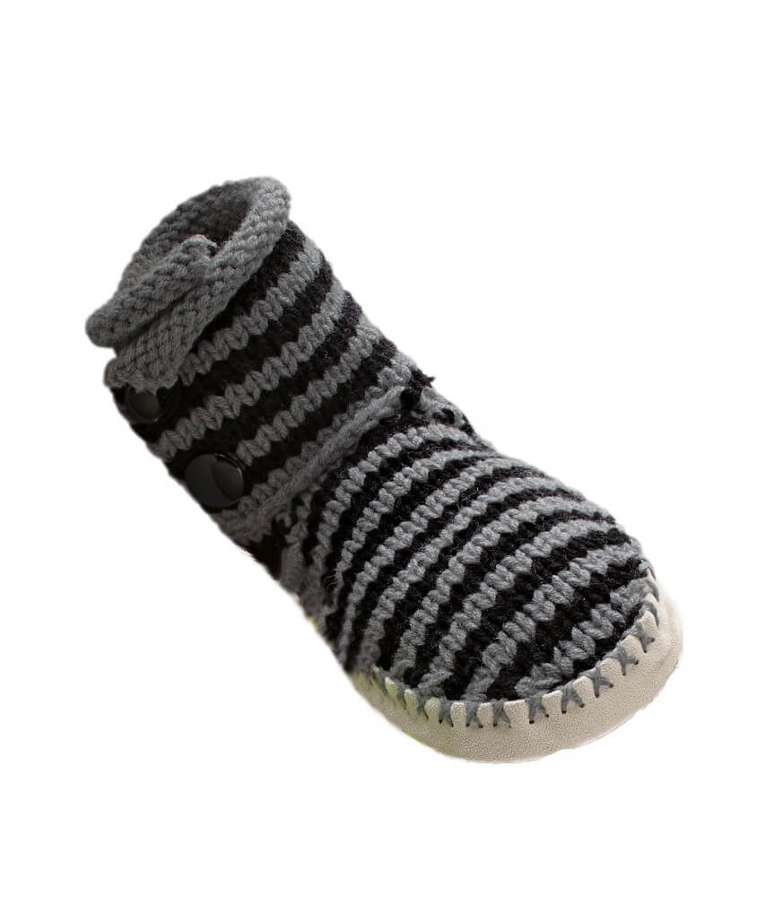 Chaussons rayés gris Bruna - Patron tricot Bergère de France