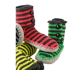 Chaussons rayés jaune fluo Balqis - Patron tricot Bergère de France