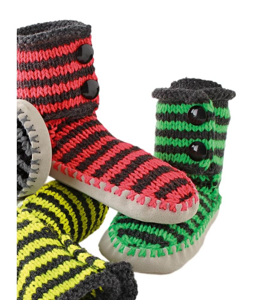 Chaussons rayés vert fluo Bach - Patron tricot Bergère de France